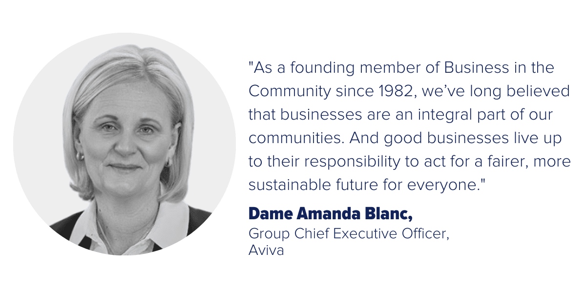 A quote from Dame Amanda Blanc, Group Chief Executive Officer for Aviva, saying 